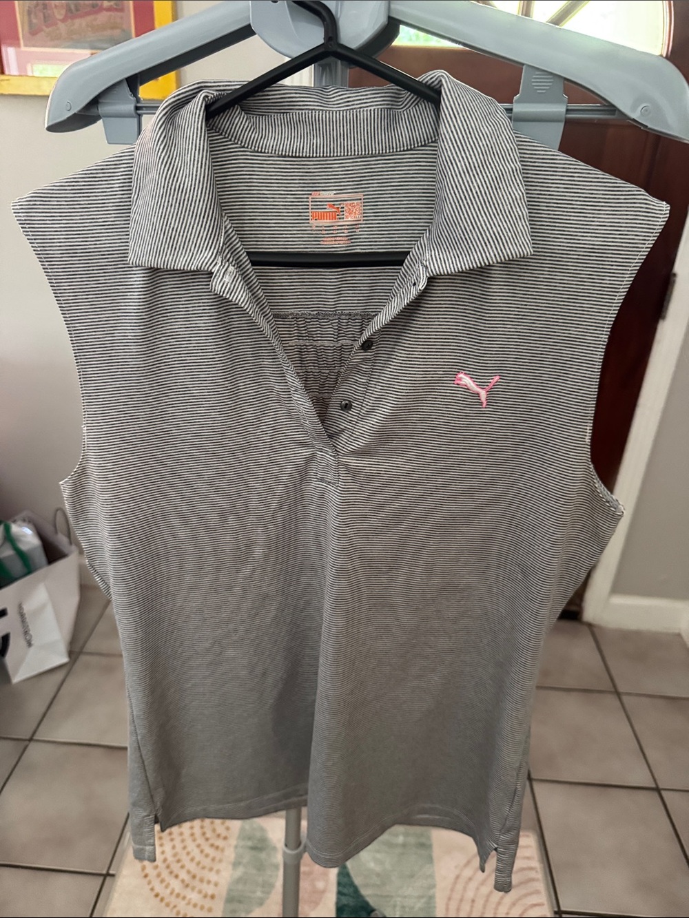 Puma Gray & Pink Sleeveless Polo